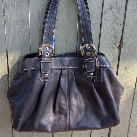 Coach Black Leather Tote & Matching Signature Wallet Set - Picture 6 of 11